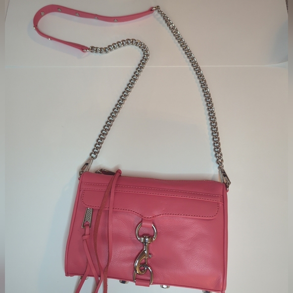Rebecca Minkoff Mini Mac Crossbody Bag Grapefruit Silv Tone Hardware Fringe NWT - Picture 2 of 5
